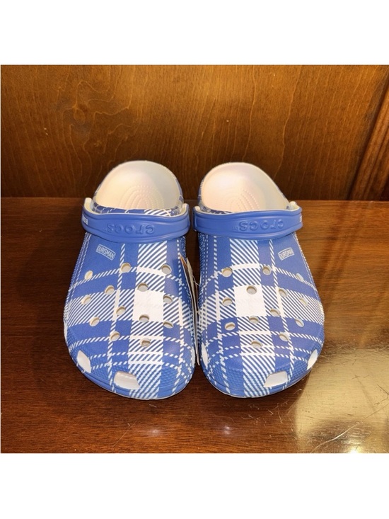 NWT Crocs Baya Holiday Plaid Clogs blue & white “OURISMAN” “H STREET” M10/W12 US main image 6